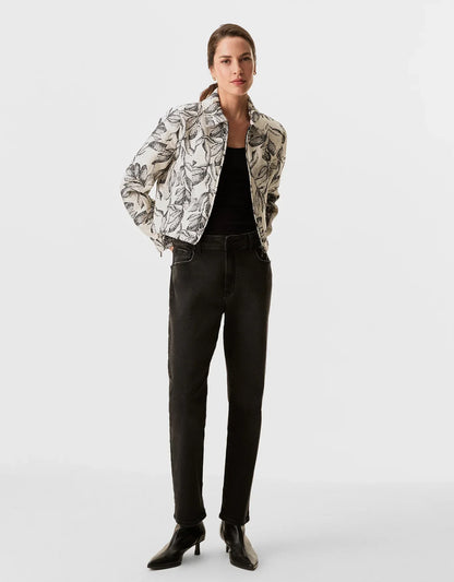 Chaqueta jacquard de lunares y hojas
