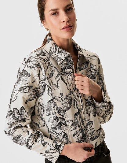 Chaqueta jacquard de lunares y hojas
