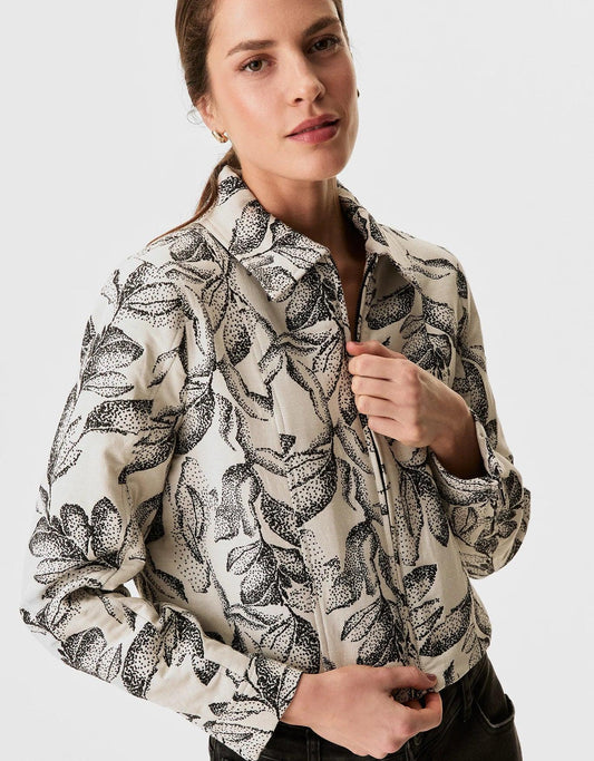 Chaqueta jacquard de lunares y hojas